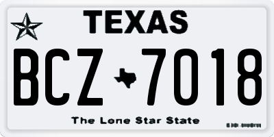 TX license plate BCZ7018