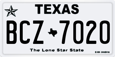 TX license plate BCZ7020