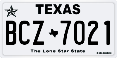 TX license plate BCZ7021
