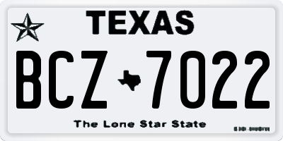 TX license plate BCZ7022