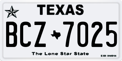 TX license plate BCZ7025
