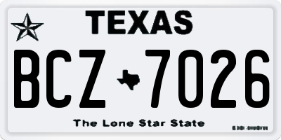 TX license plate BCZ7026