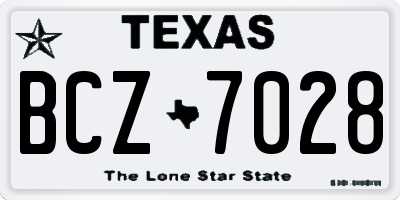 TX license plate BCZ7028