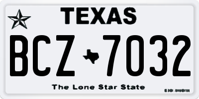 TX license plate BCZ7032