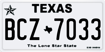 TX license plate BCZ7033