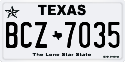 TX license plate BCZ7035