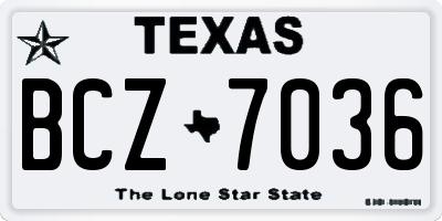 TX license plate BCZ7036