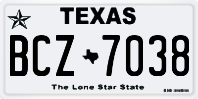 TX license plate BCZ7038