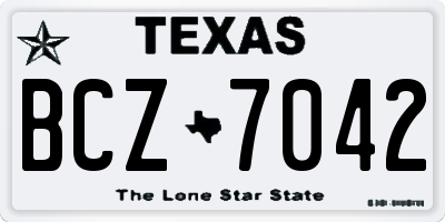 TX license plate BCZ7042