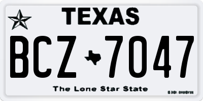 TX license plate BCZ7047