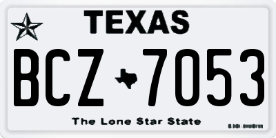 TX license plate BCZ7053