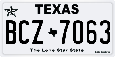 TX license plate BCZ7063