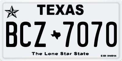TX license plate BCZ7070