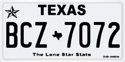 TX license plate BCZ7072