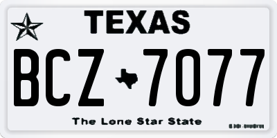 TX license plate BCZ7077