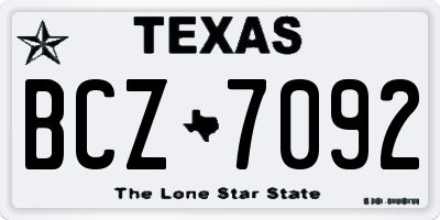 TX license plate BCZ7092
