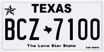 TX license plate BCZ7100