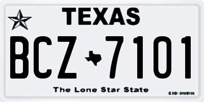TX license plate BCZ7101