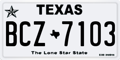 TX license plate BCZ7103