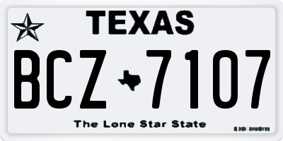 TX license plate BCZ7107