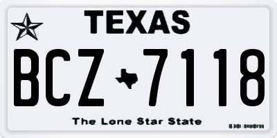 TX license plate BCZ7118