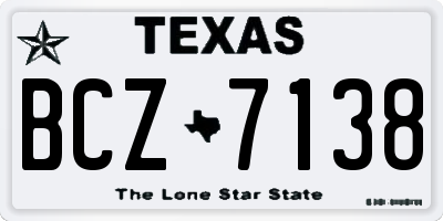 TX license plate BCZ7138