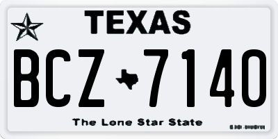 TX license plate BCZ7140