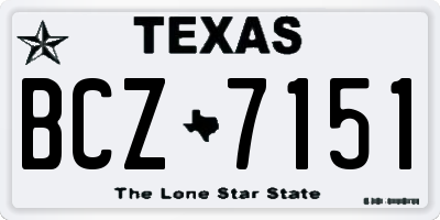 TX license plate BCZ7151