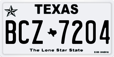 TX license plate BCZ7204