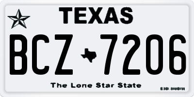 TX license plate BCZ7206