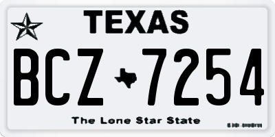 TX license plate BCZ7254