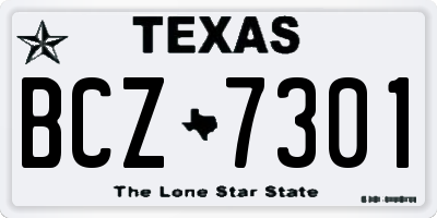 TX license plate BCZ7301