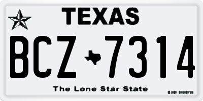 TX license plate BCZ7314