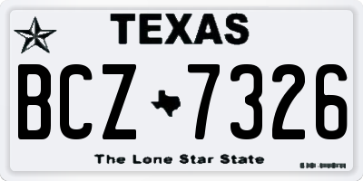 TX license plate BCZ7326