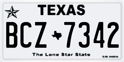 TX license plate BCZ7342