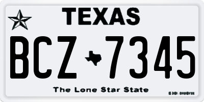 TX license plate BCZ7345