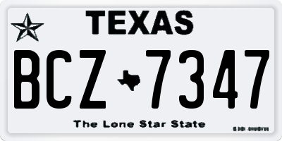 TX license plate BCZ7347