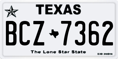 TX license plate BCZ7362