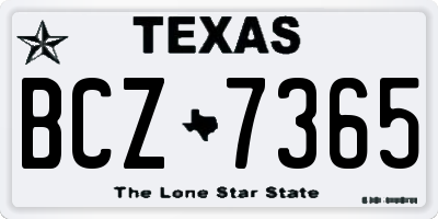 TX license plate BCZ7365