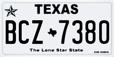 TX license plate BCZ7380