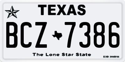 TX license plate BCZ7386