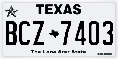 TX license plate BCZ7403
