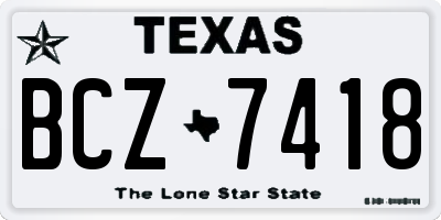 TX license plate BCZ7418