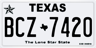 TX license plate BCZ7420
