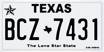 TX license plate BCZ7431