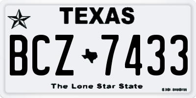TX license plate BCZ7433