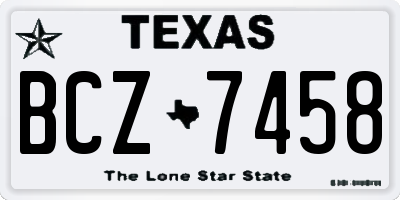 TX license plate BCZ7458