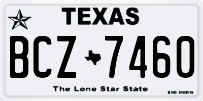 TX license plate BCZ7460