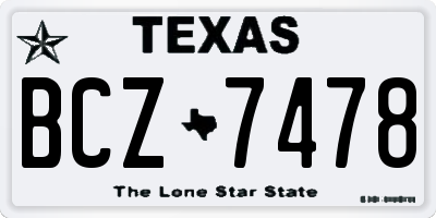 TX license plate BCZ7478