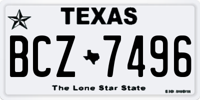 TX license plate BCZ7496